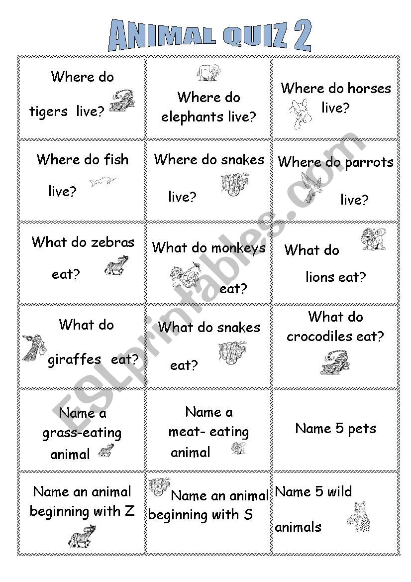 Animal Quiz 2 worksheet