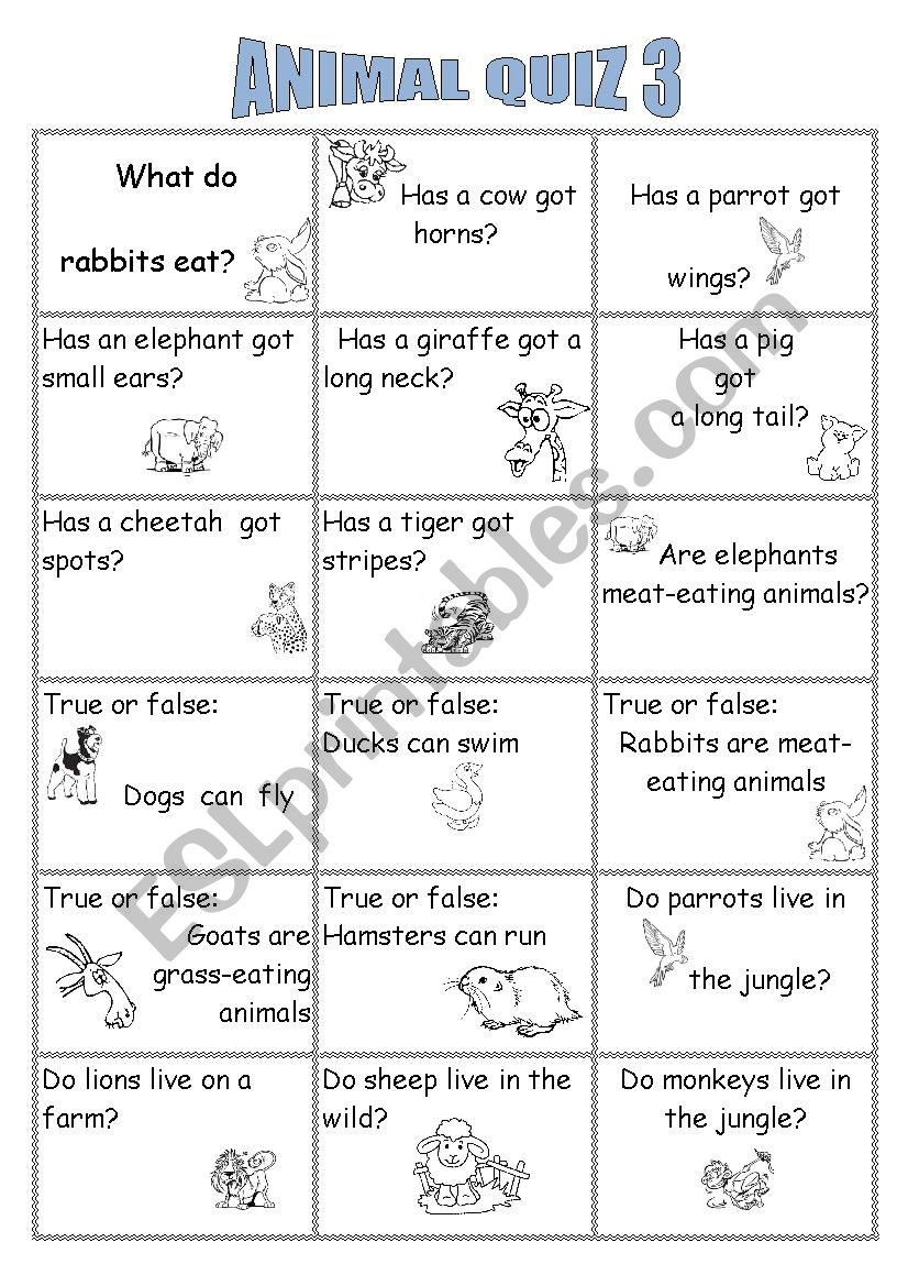 Animal Quiz 3 worksheet