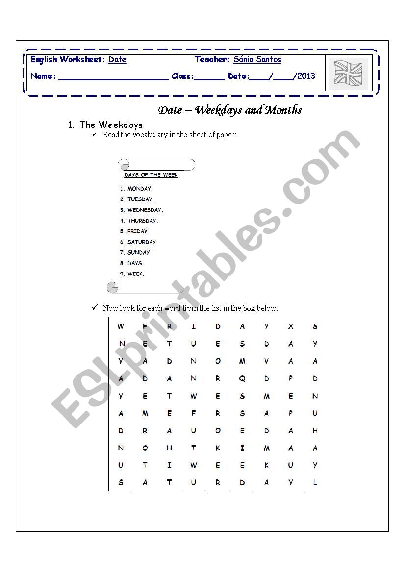 Date worksheet