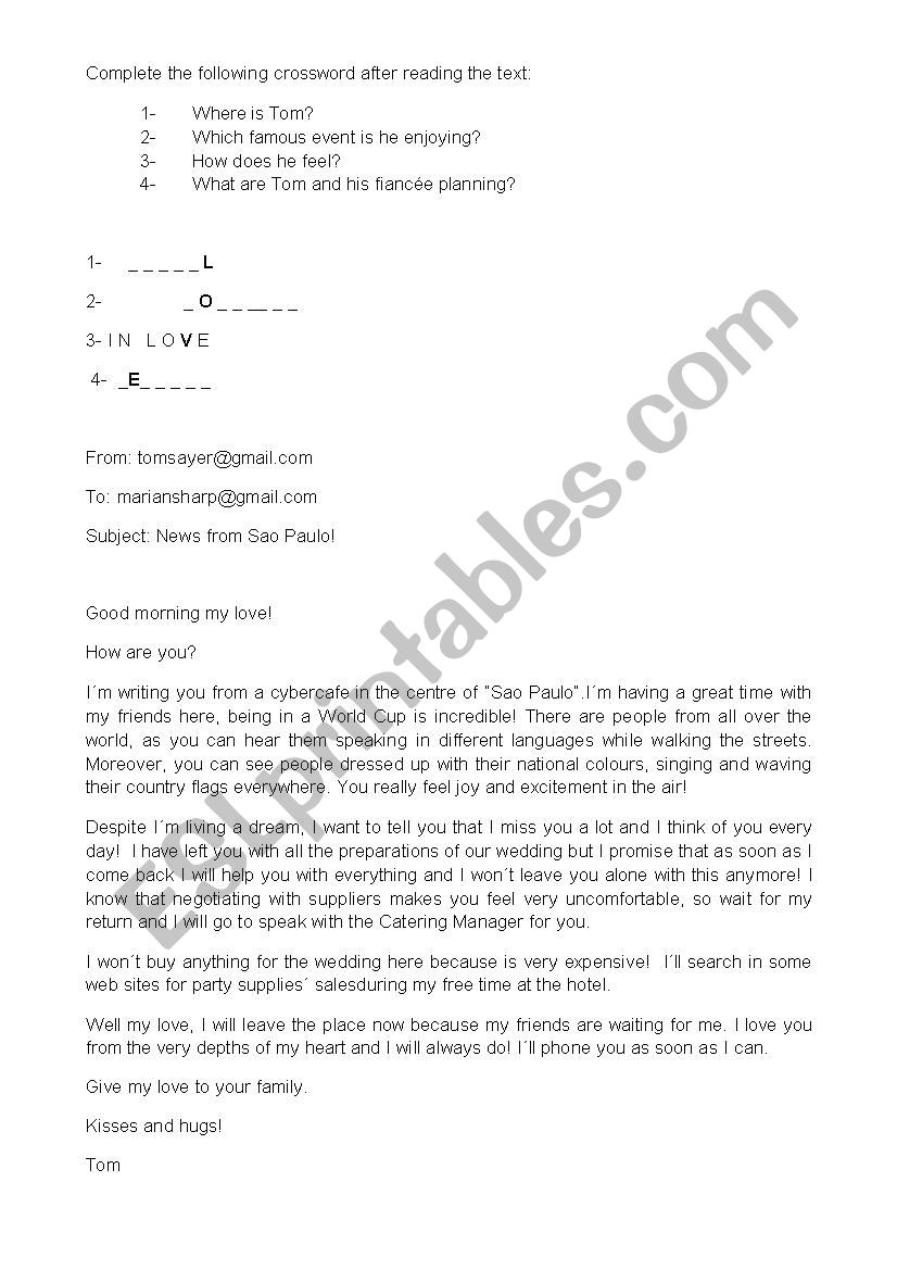 Email worksheet