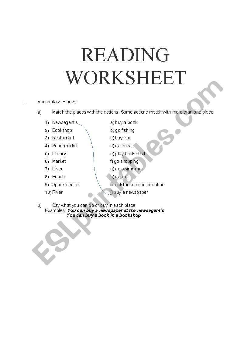 Reading worksheet worksheet