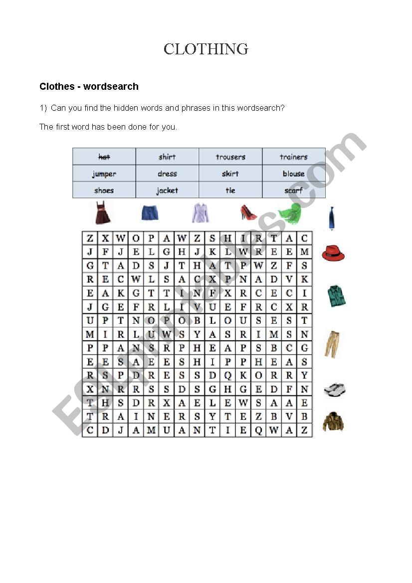 Clothes worksheet