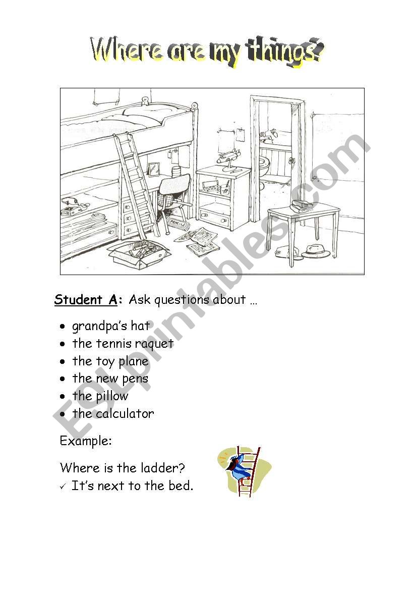 Where are my things? worksheet
