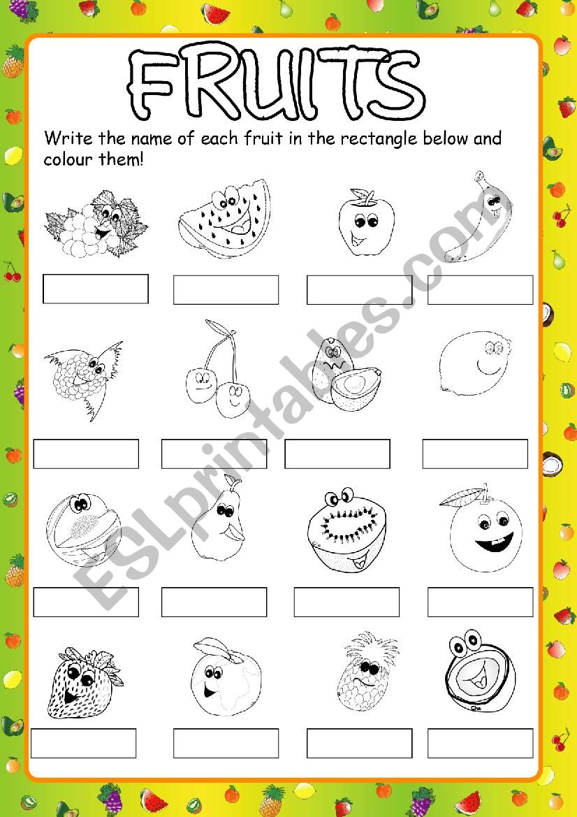 Fruits - Worksheet (Elementary)