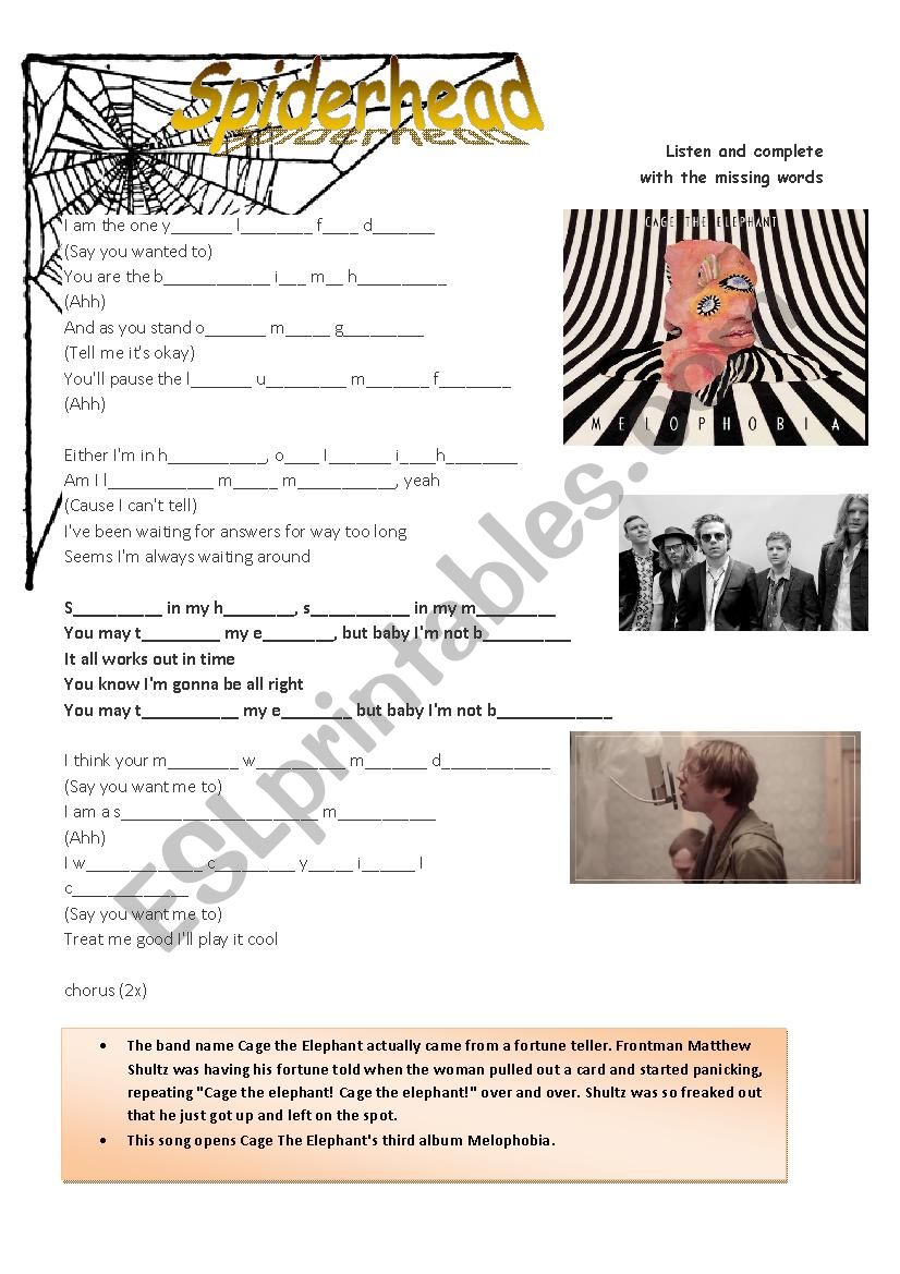 Spiderhead worksheet