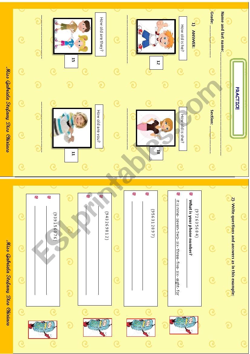 USING THE NUMBERS worksheet