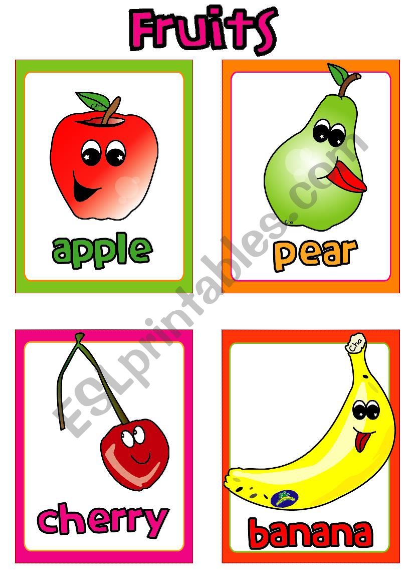 Fruit FLASHCARDS (1-4) worksheet