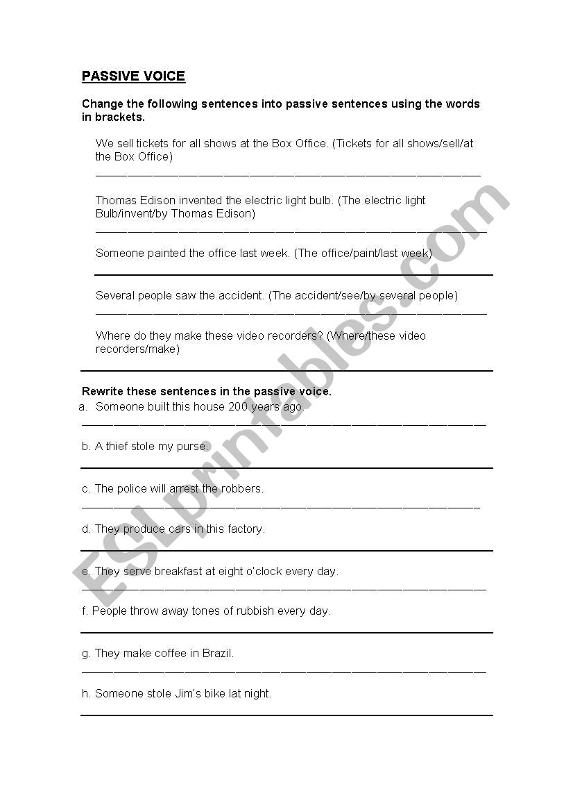 passive voice worksheet