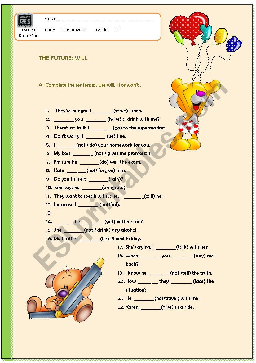 SIMPLE FUTURE worksheet