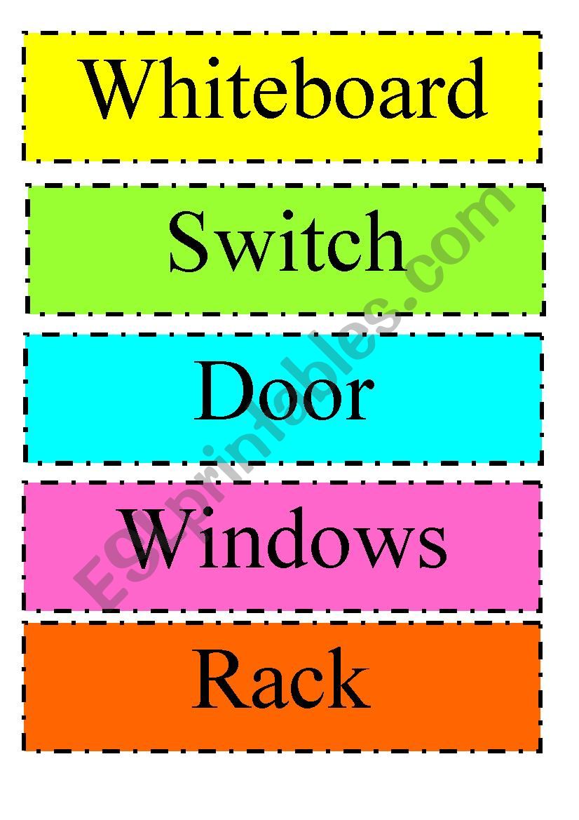 Objects in the Classrom worksheet