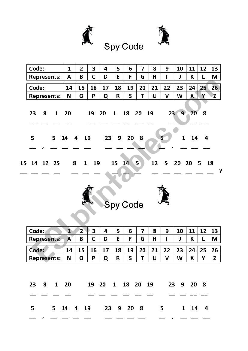 Spy Code Riddle - Excellent Warmer