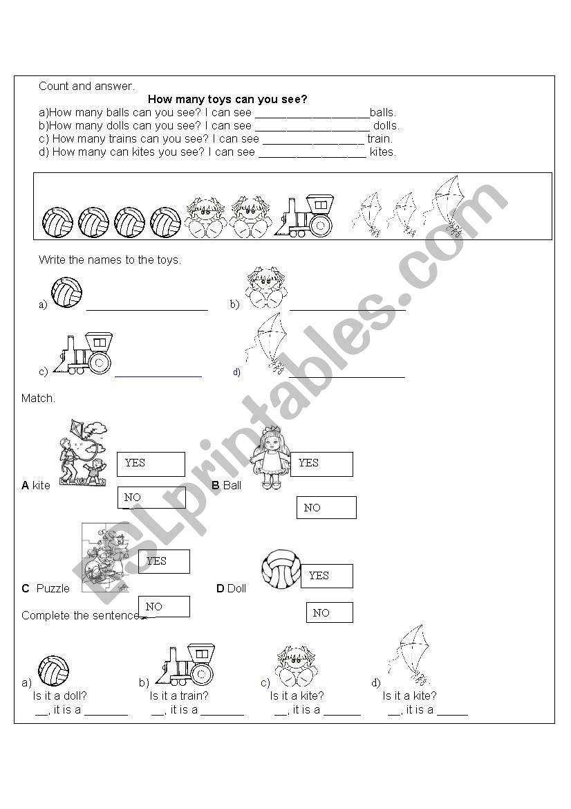 Toys worksheet