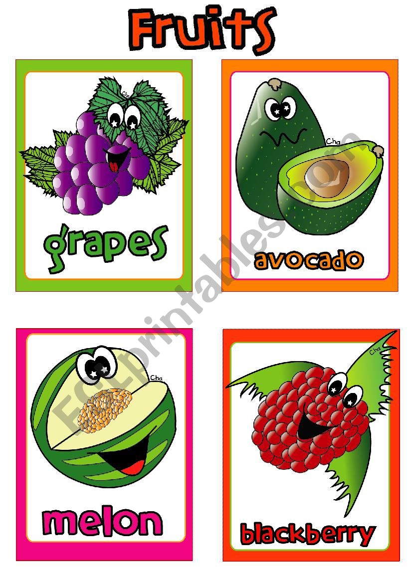 Fruit FLASHCARDS (4-4) worksheet