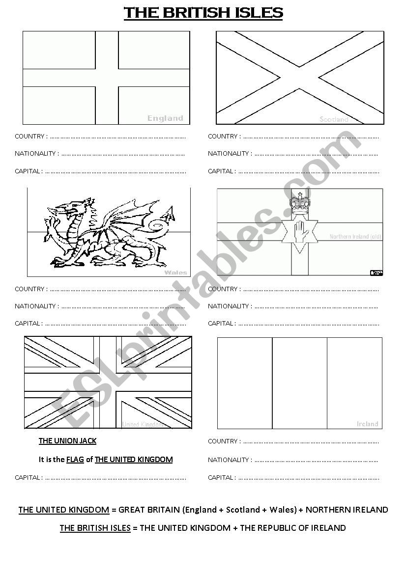 English-speaking Countries worksheet