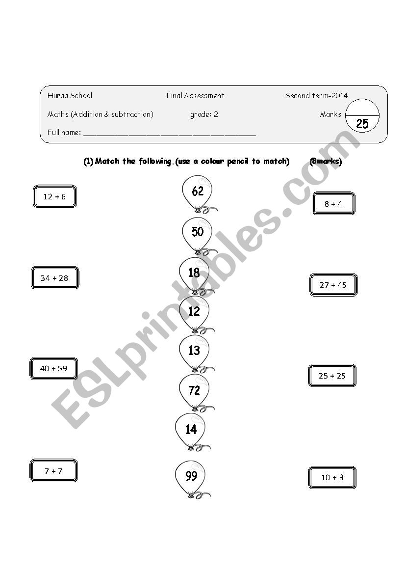 Additional worksheet