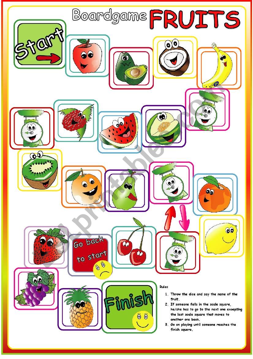 Fruit BOARDGAME worksheet