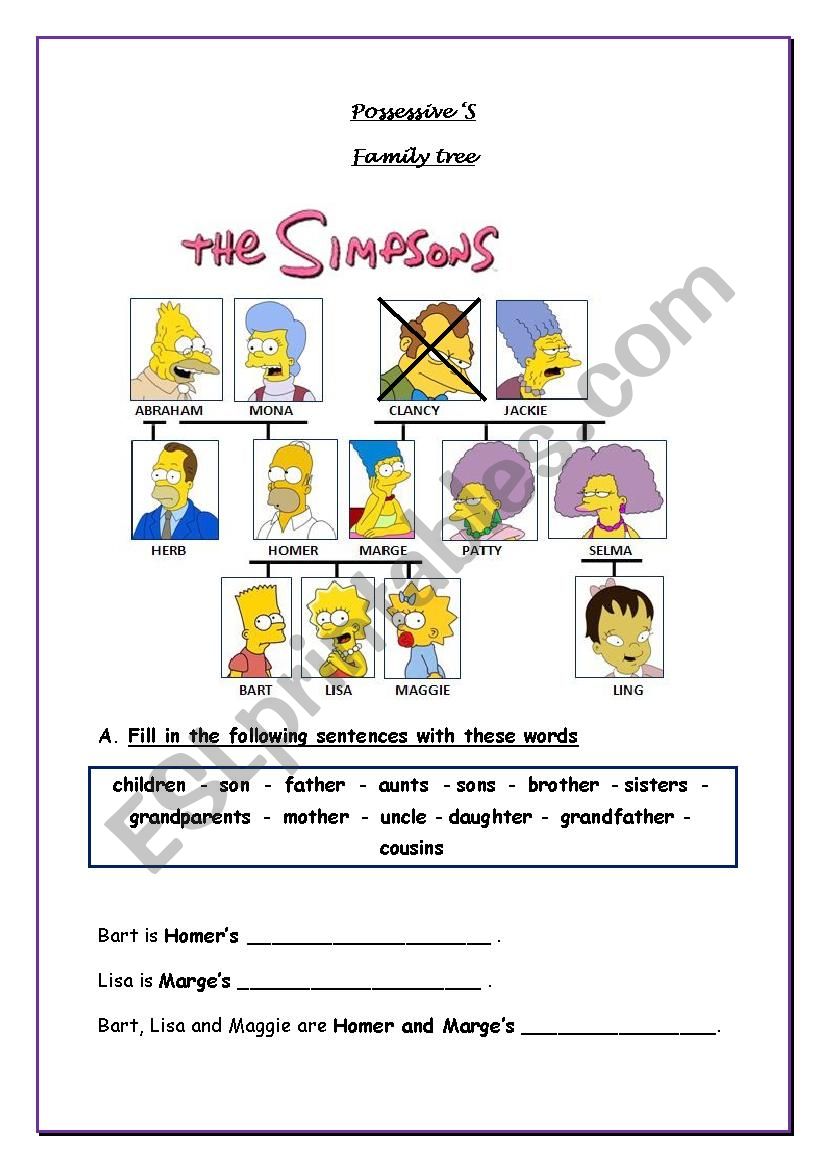 Family tree by simpson worksheet