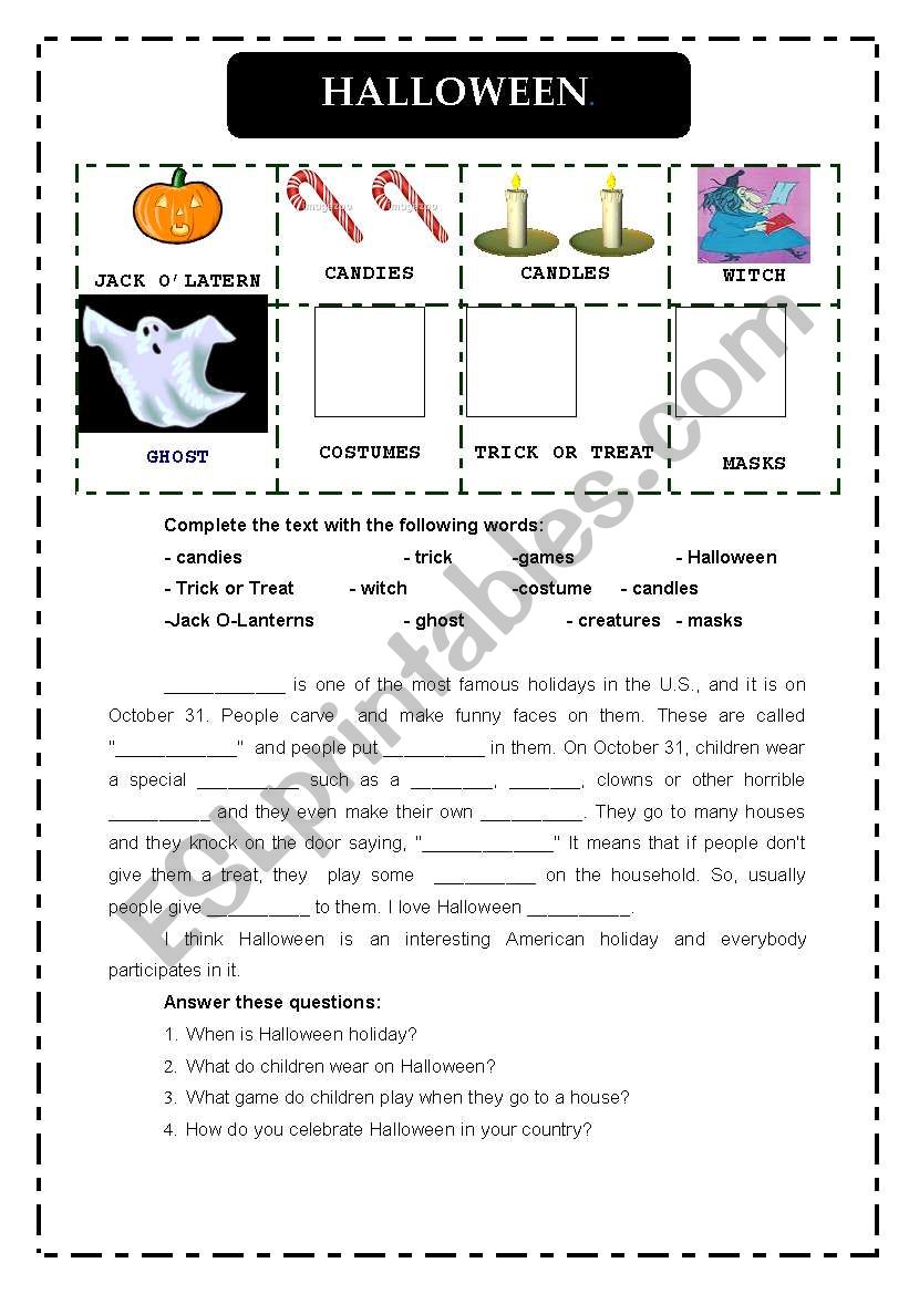 HALLOWEEN TEXT worksheet