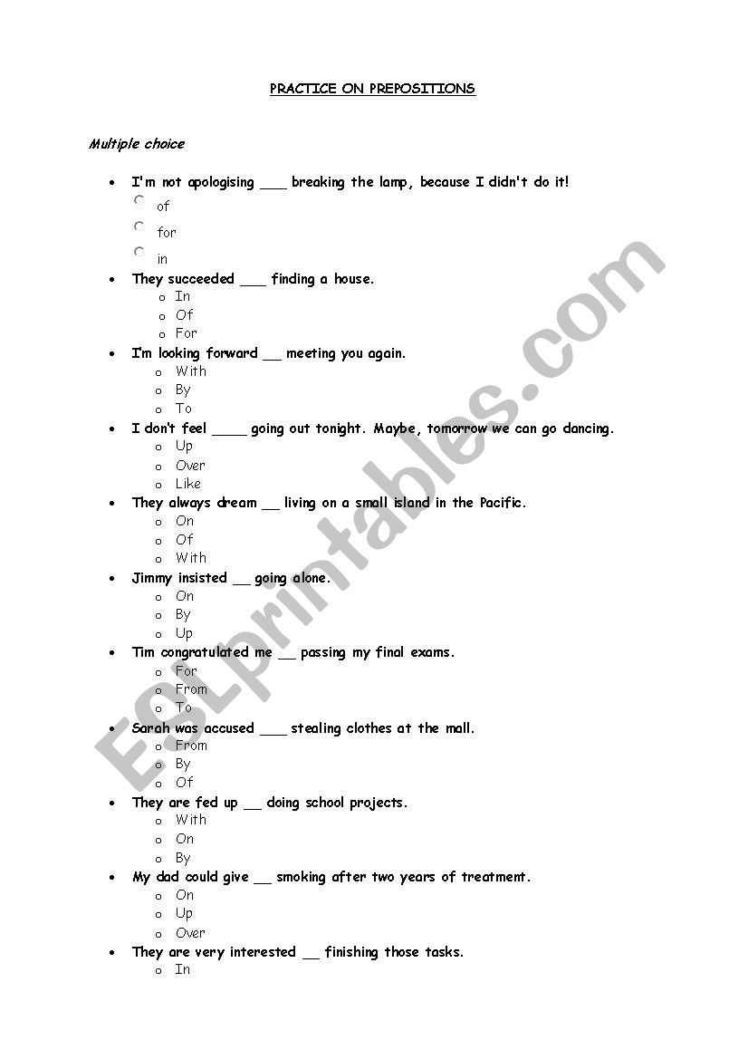 Gerunds and Infinitives worksheet