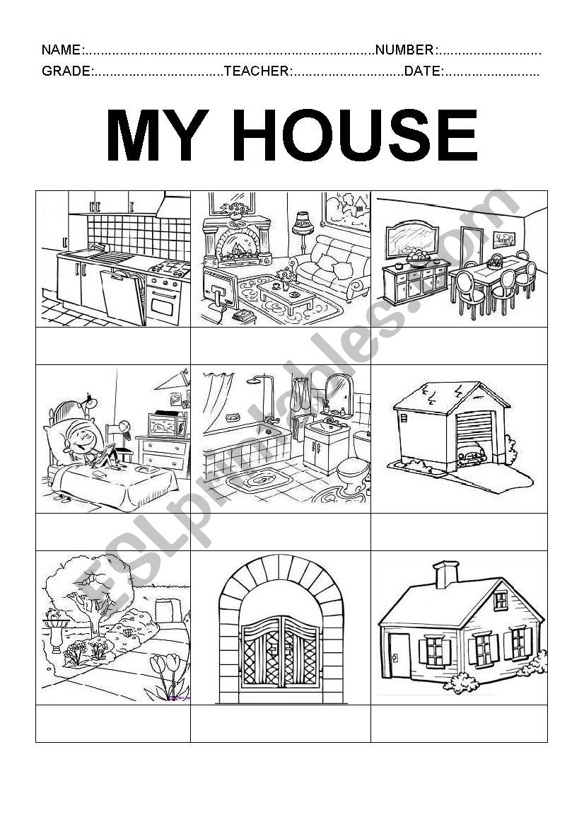 My House - ESL worksheet by f.sonego