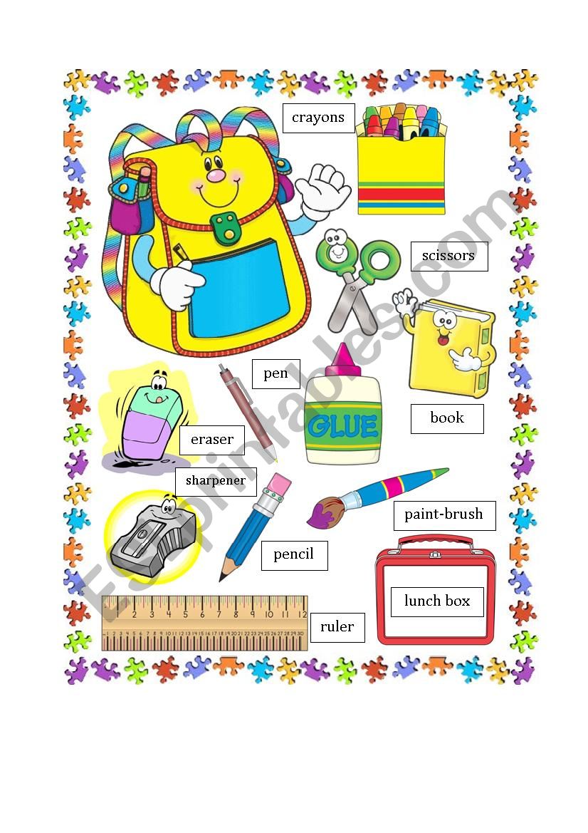 SCHOOL SUPPLIES worksheet