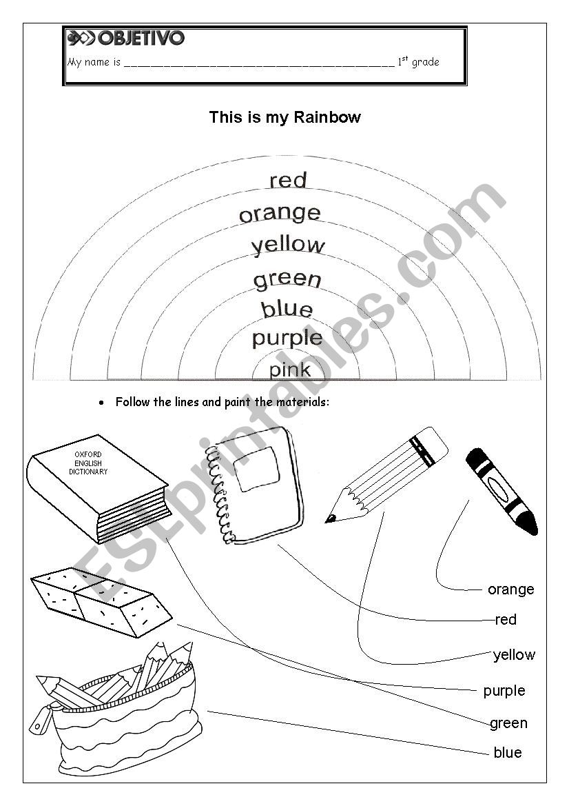 Colors and School Material worksheet