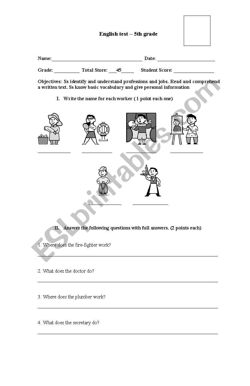 Test  worksheet