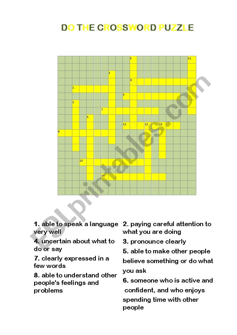 Communication crossword worksheet