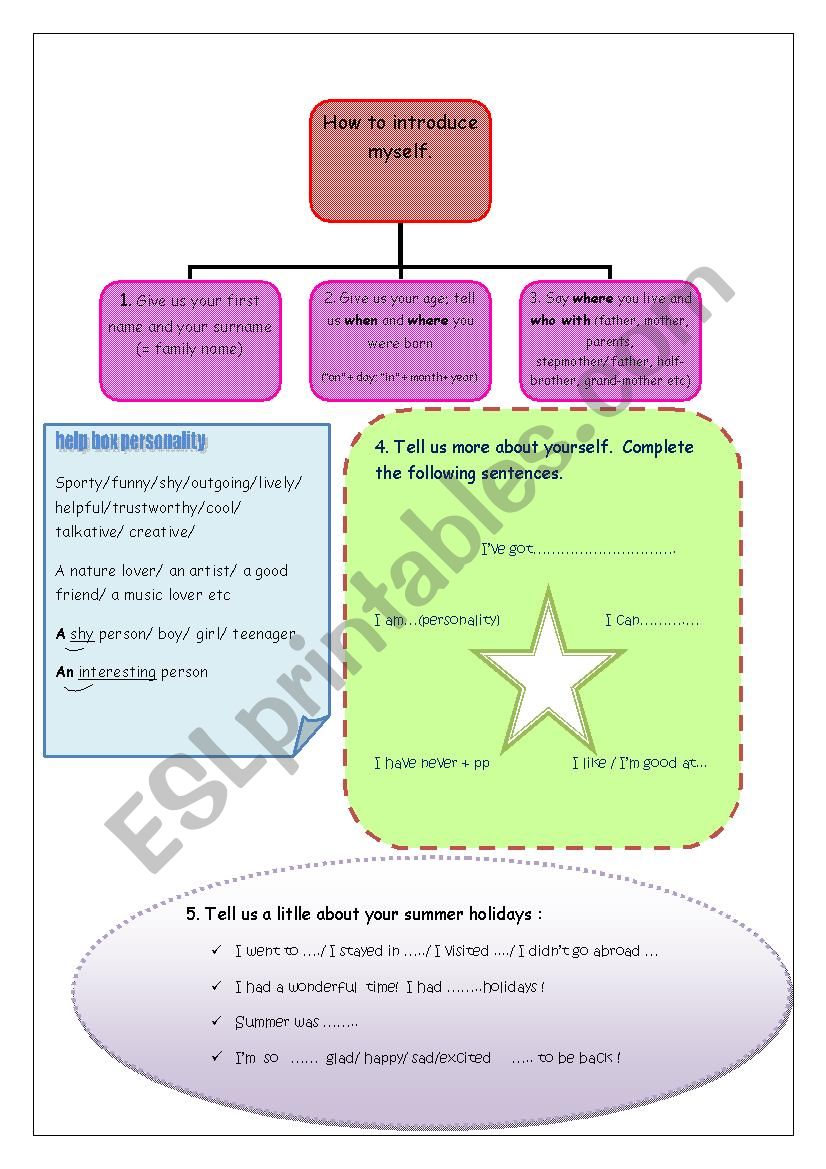 Introduce myself worksheet