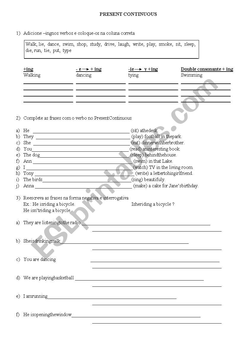 Present Continuous  worksheet