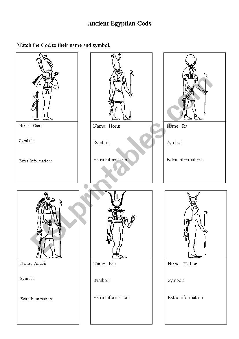 Activity Egyptian Gods worksheet