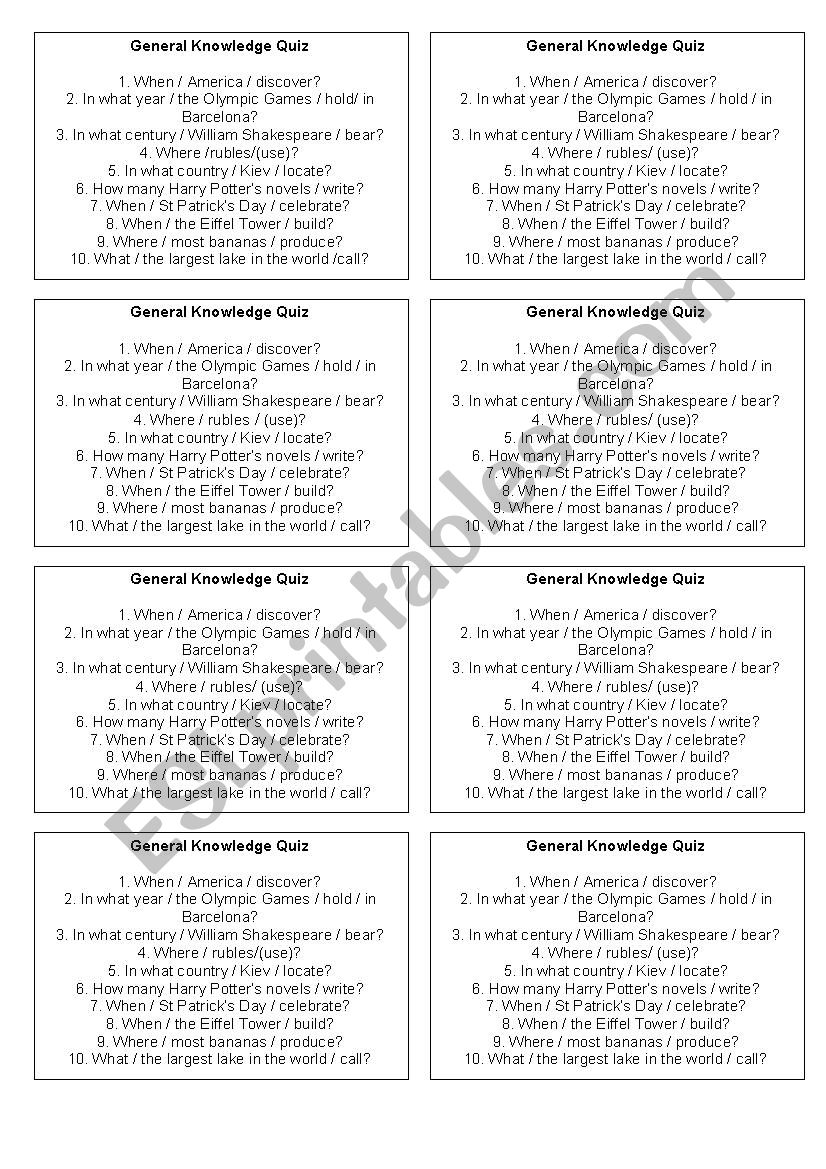 Passive General Knowledge Quiz