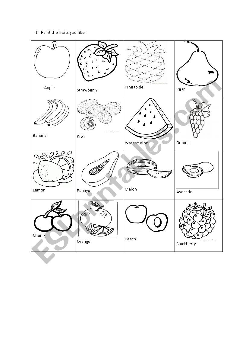 Fruit vocabulary worksheet