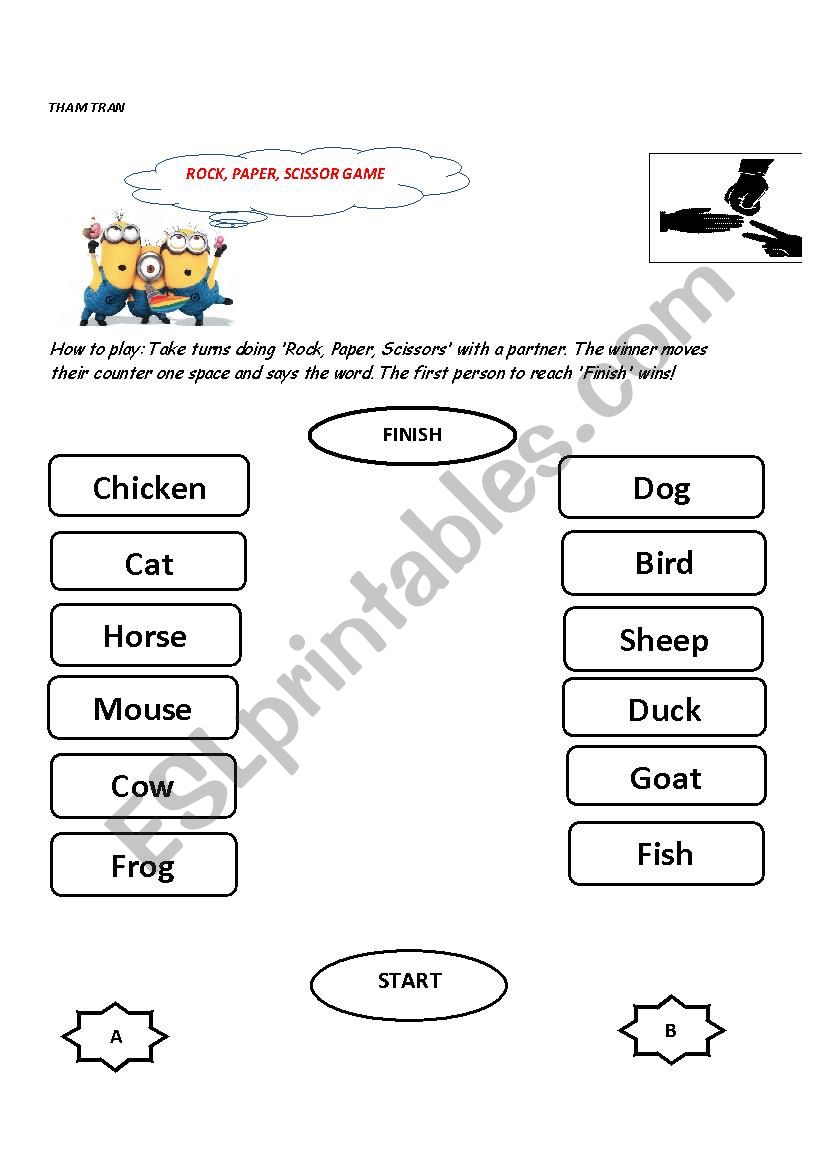 game paper, rock, scissors about animal for kids