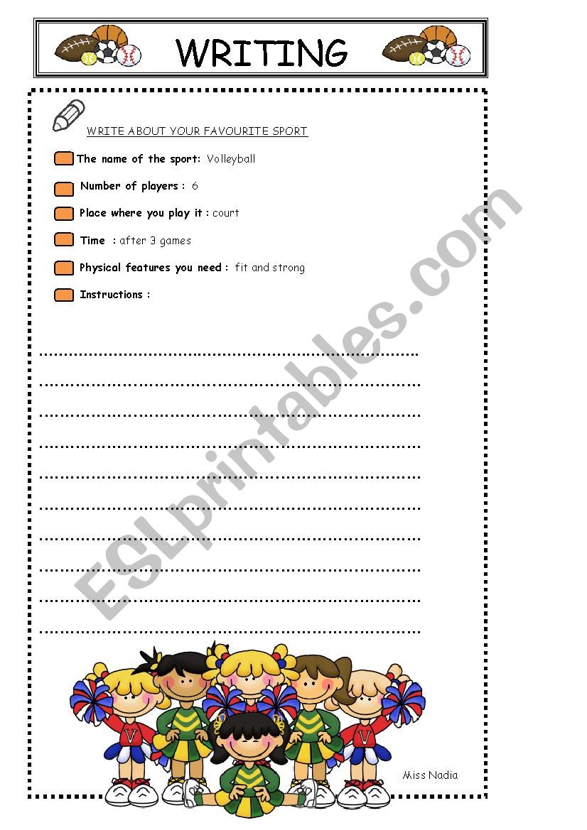 writing-sports 2 worksheet