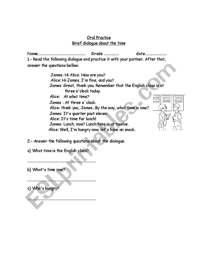 short dialogue  worksheet