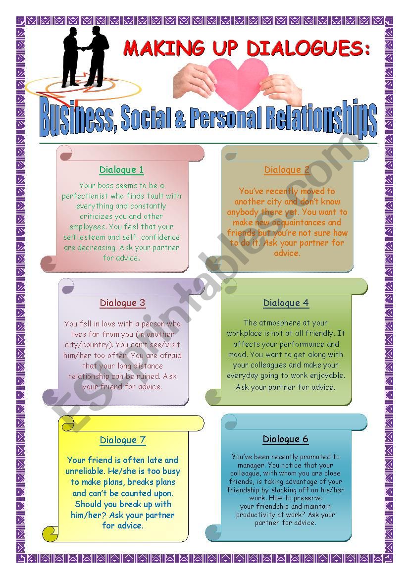 Making Up Dialogues: Business, Social & Personal Relationships