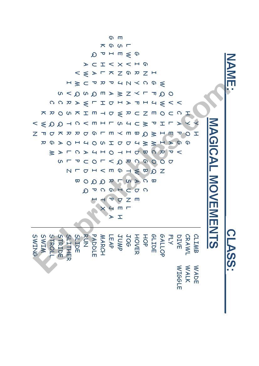 Wordsearch Puzzle - Magical Movements