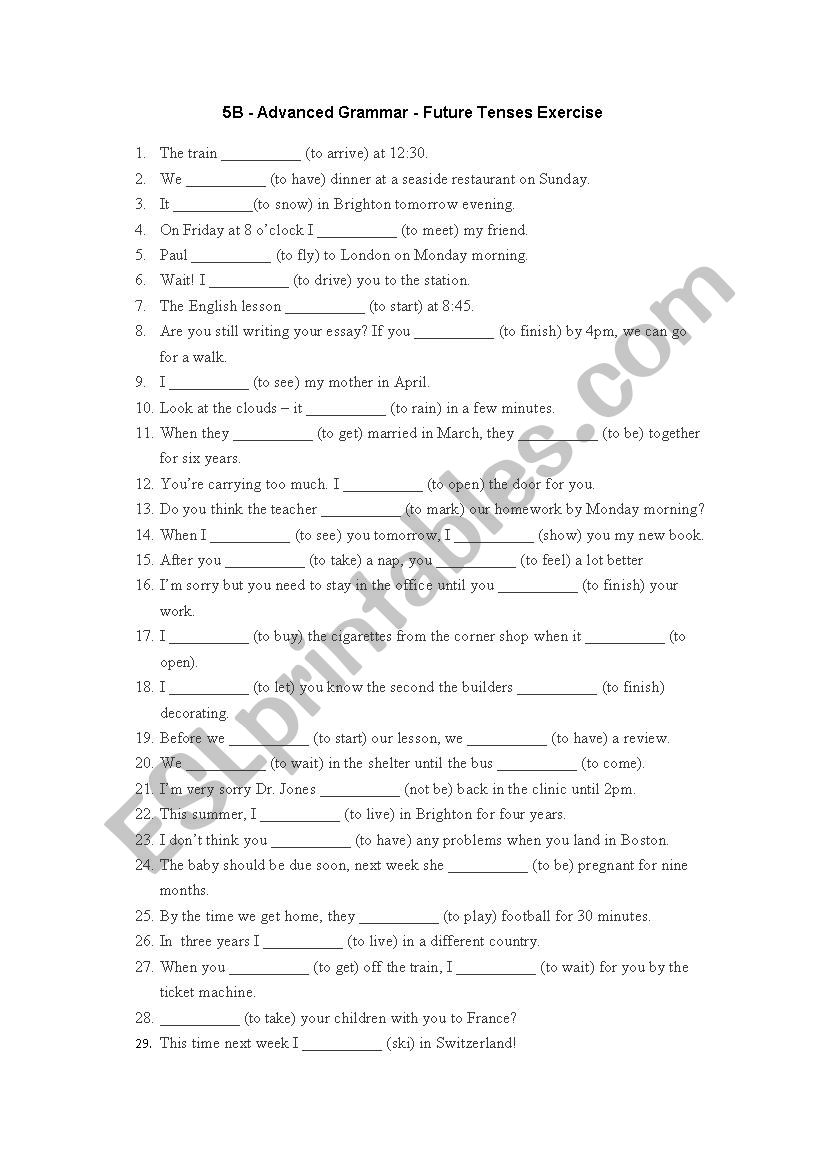 future tenses worksheet