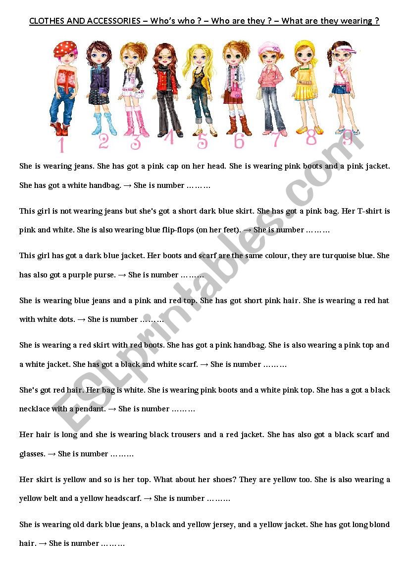 Clothes and Accessories worksheet