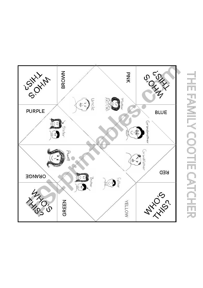 The family cootie catcher worksheet