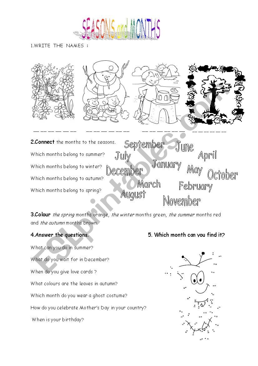 Months and Seasons worksheet
