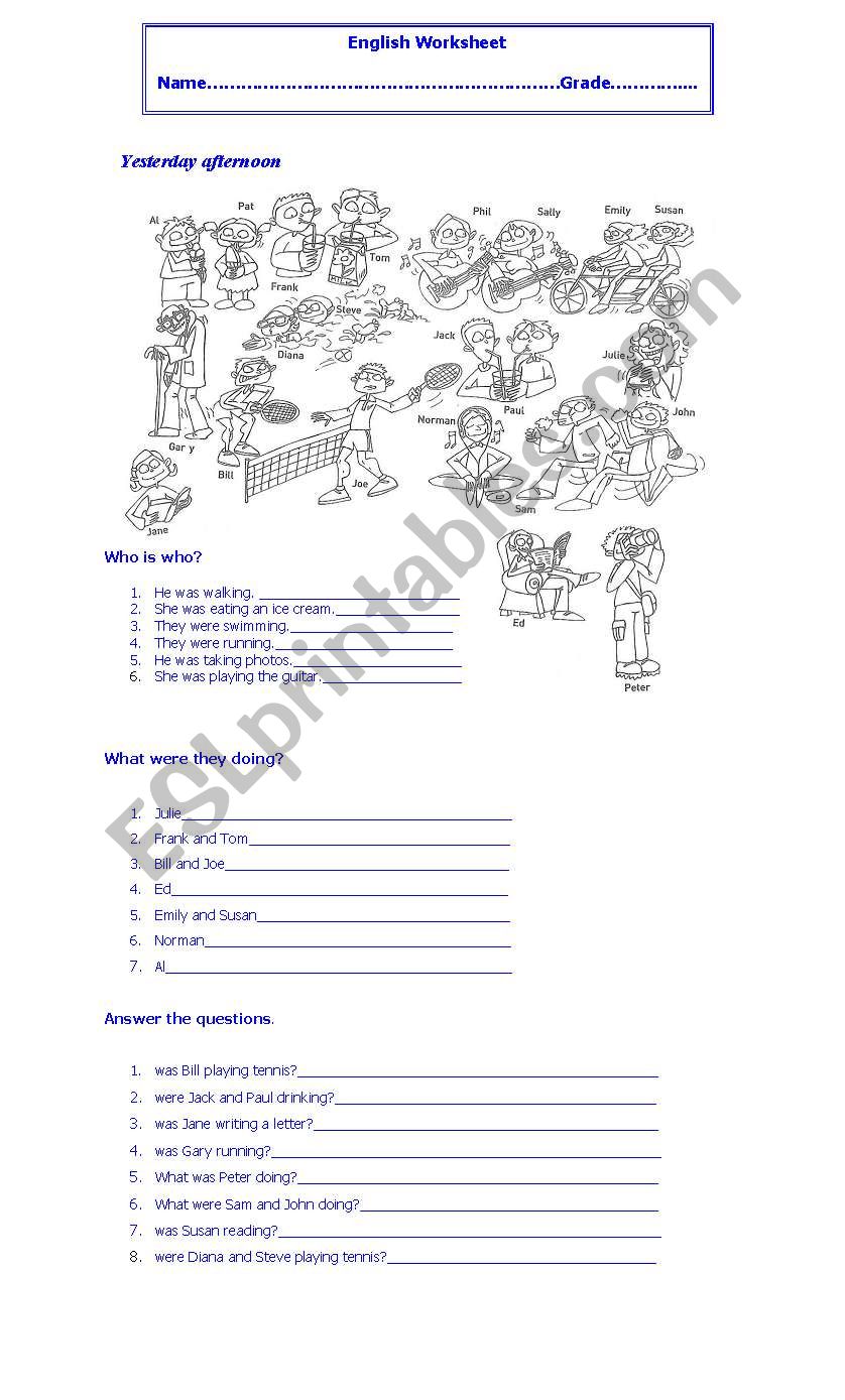 Past continuous worksheet