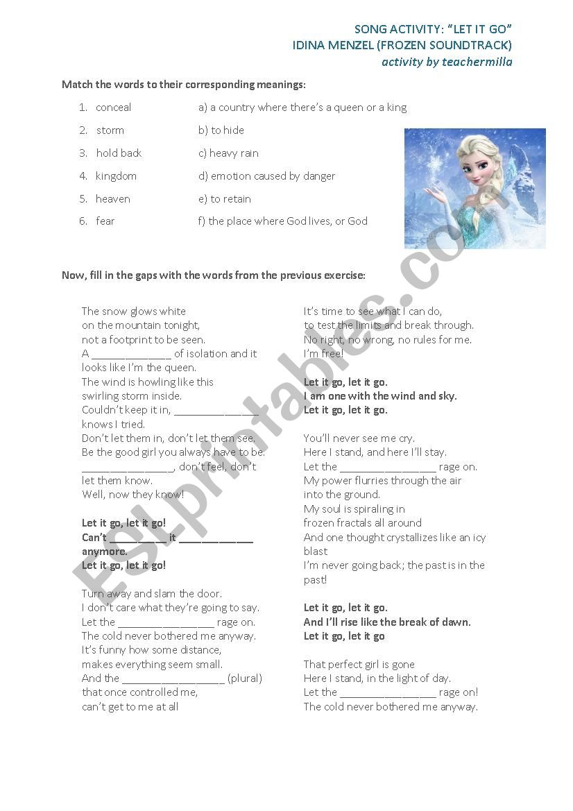 Song Activity - Let it go - Frozen