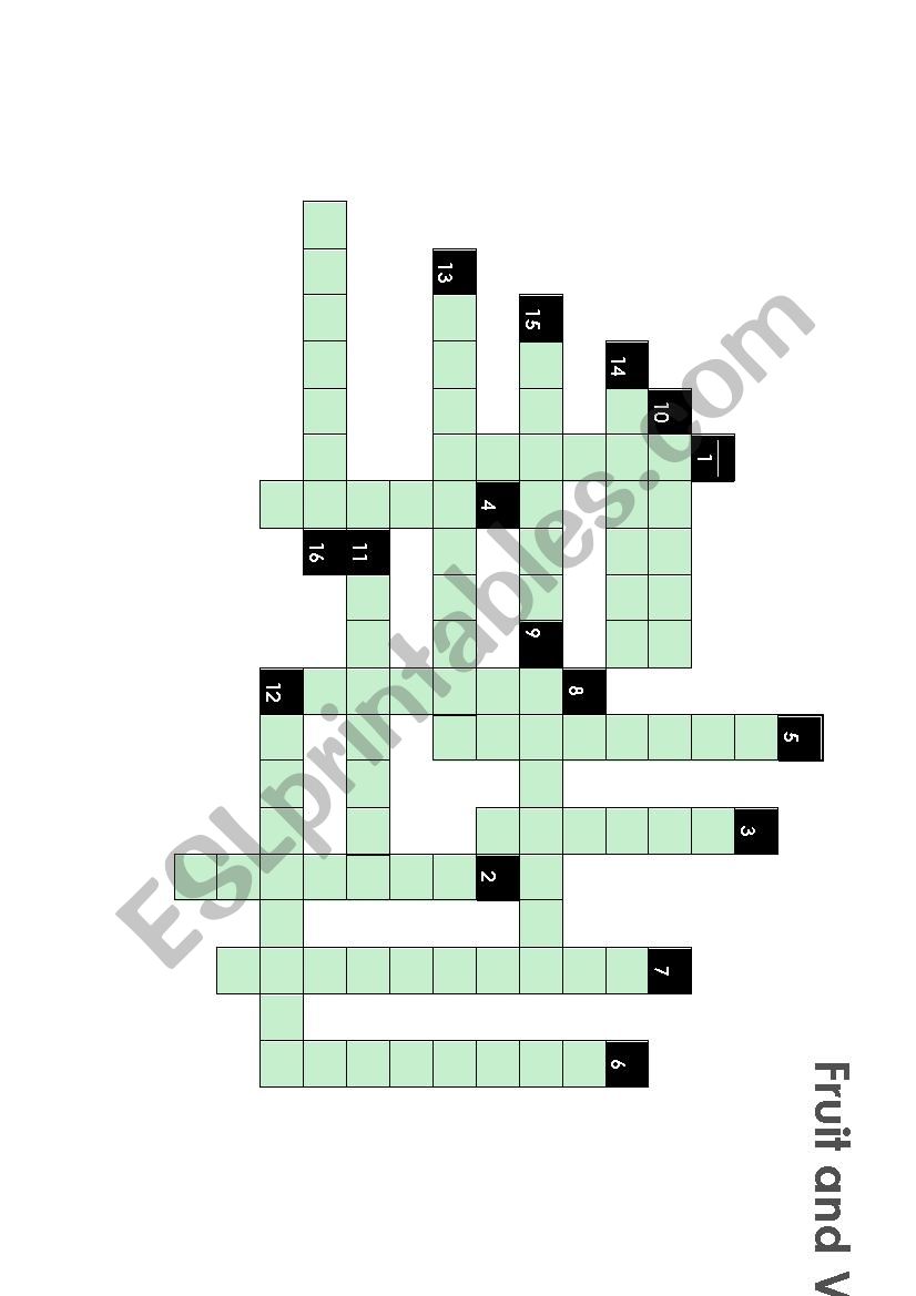 Crossword : Fruits and Vegetables