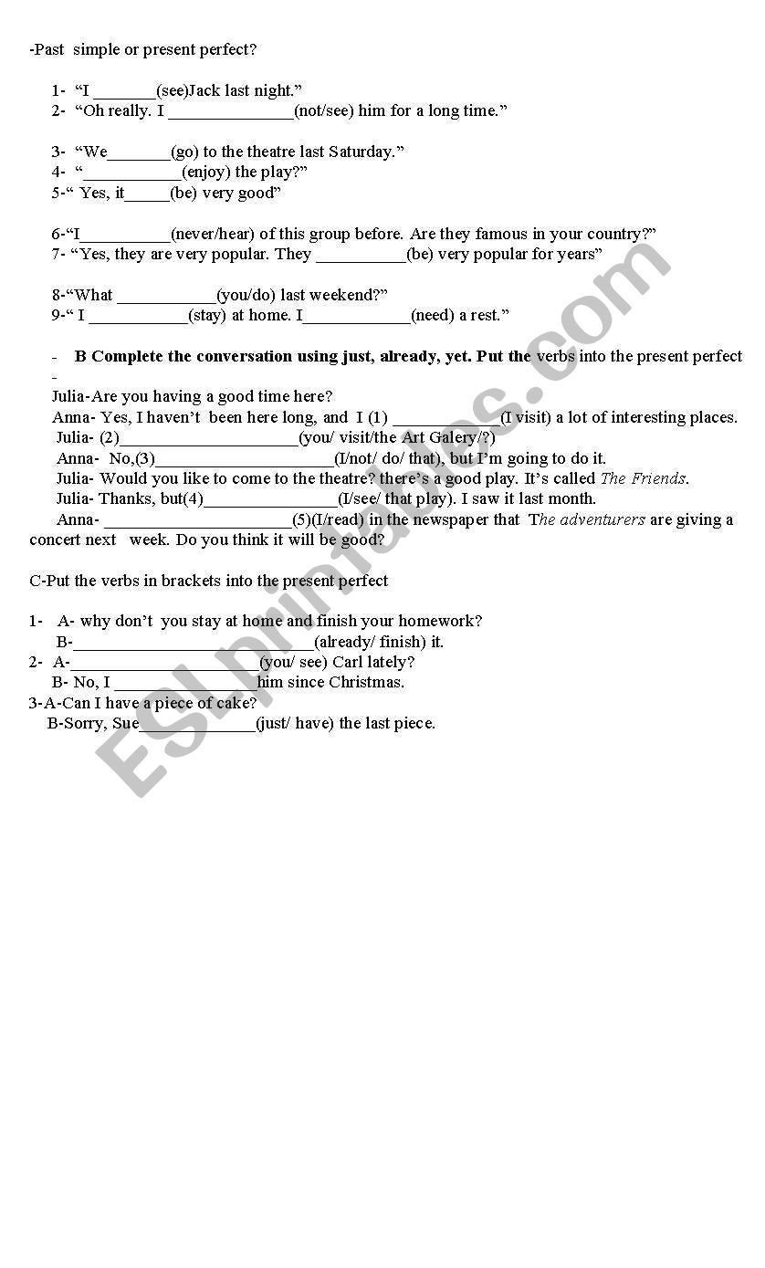 simple past vs present perfect