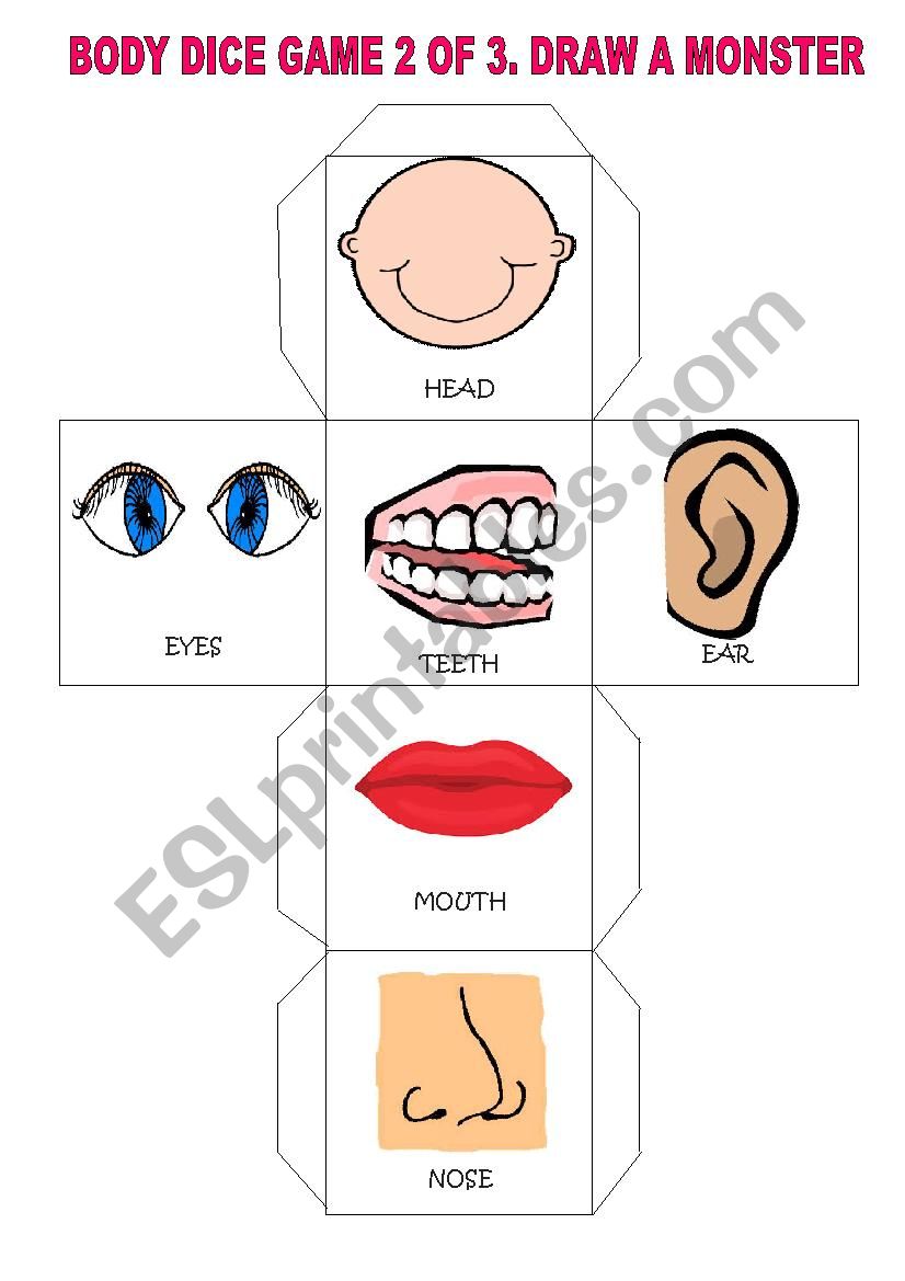 Body dice game 2 worksheet