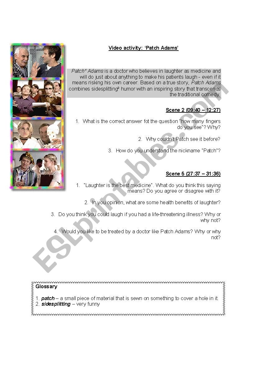 Video Activity - Patch Adams worksheet