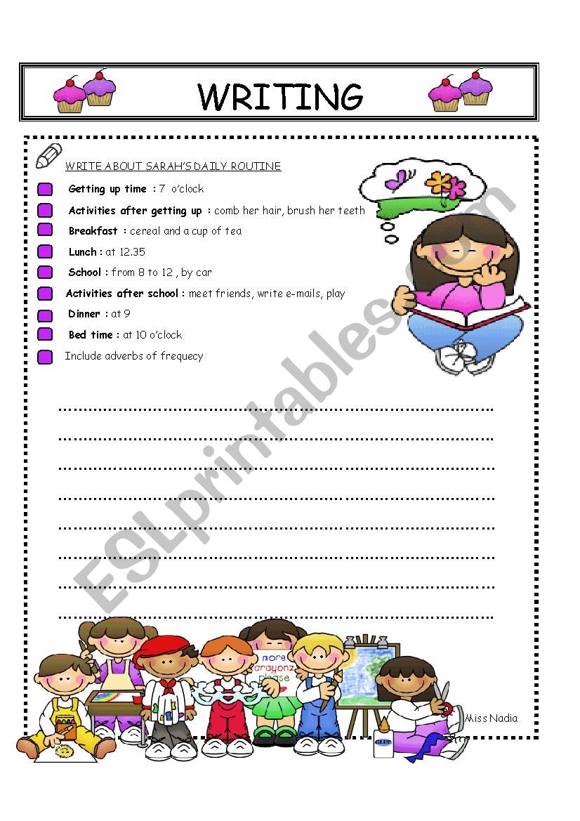 writing-daily routine 1 worksheet