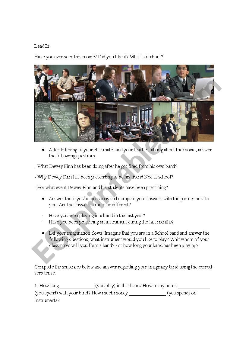 School of rock lesson worksheet